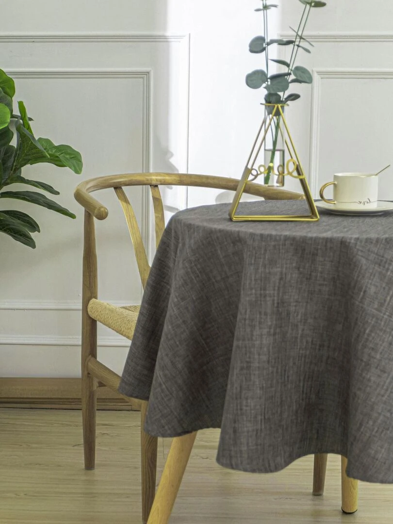 Nappe ronde infroissable et anti tâches   gris anthracite