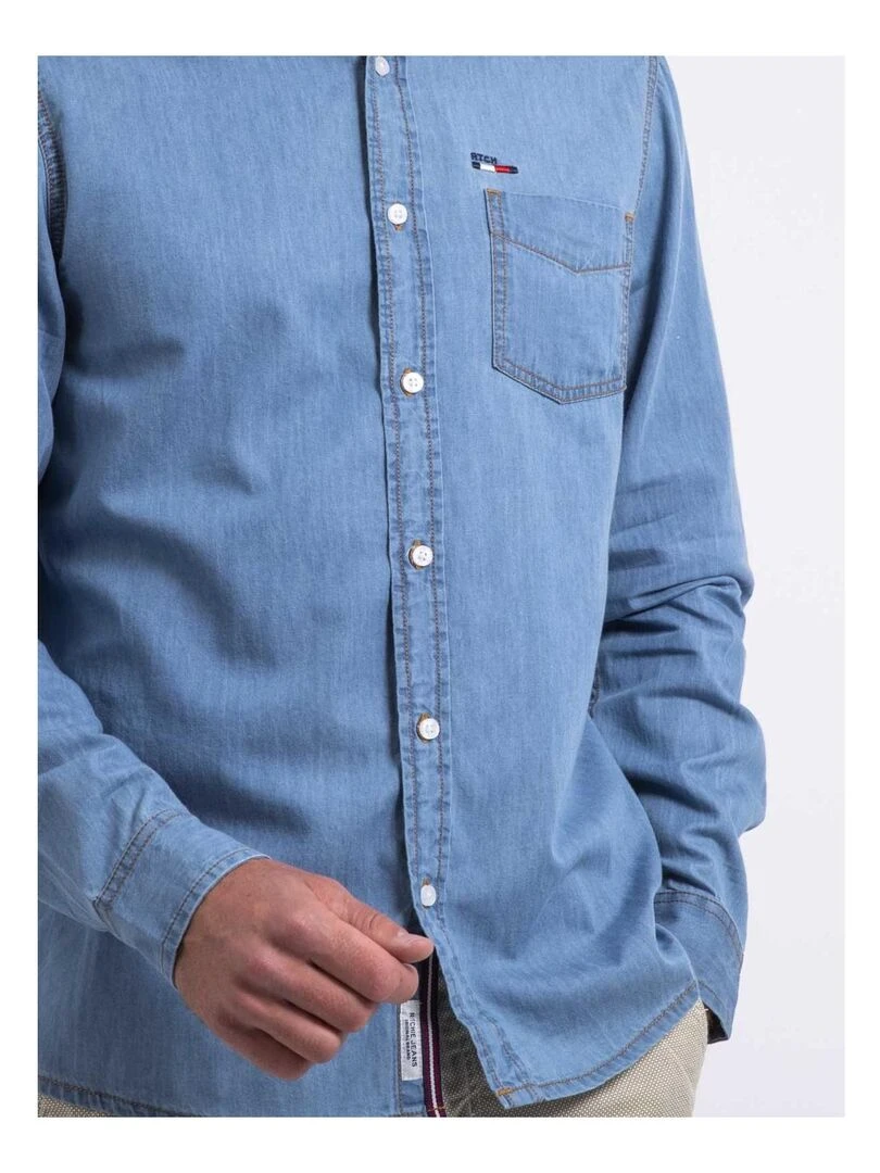 Chemise manches longues effet denim DENVIK Bleu