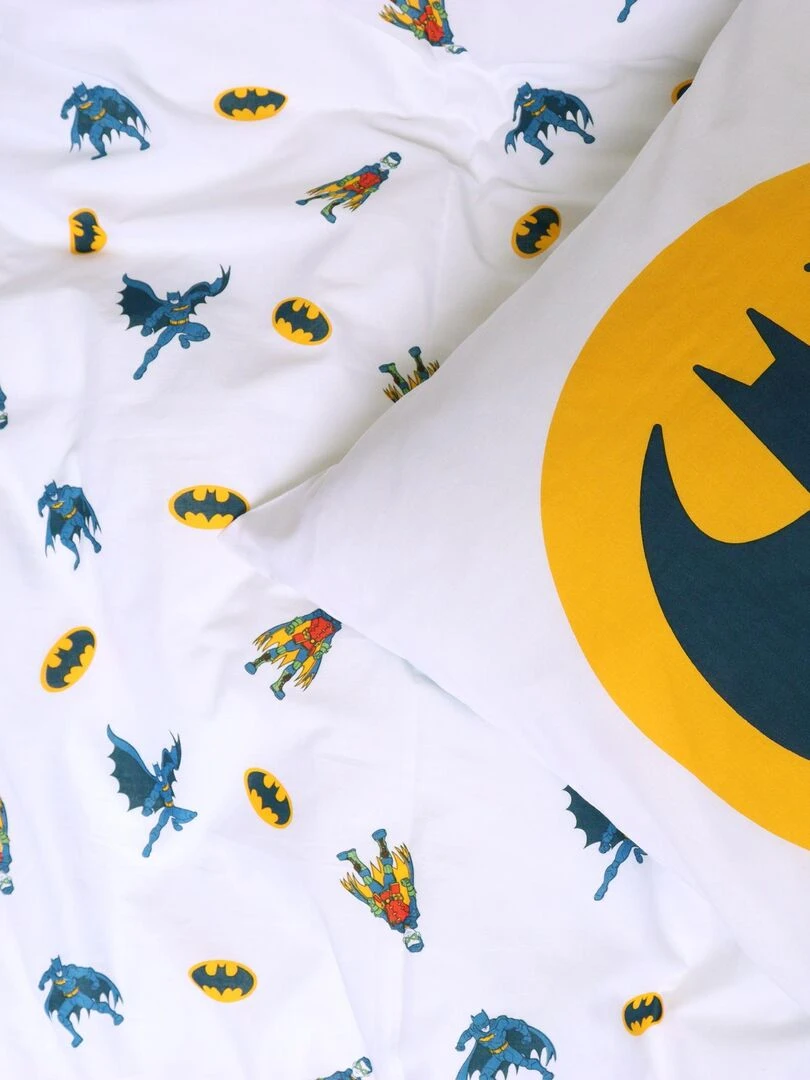 Parure de lit imprimée 100% coton BATMAN TEAM Bleu