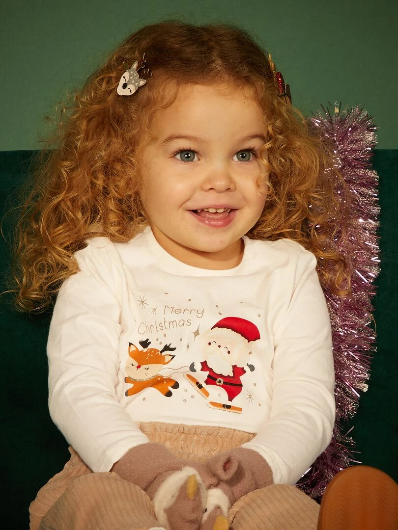 Tee shirt de Noël avec père Noël Blanc