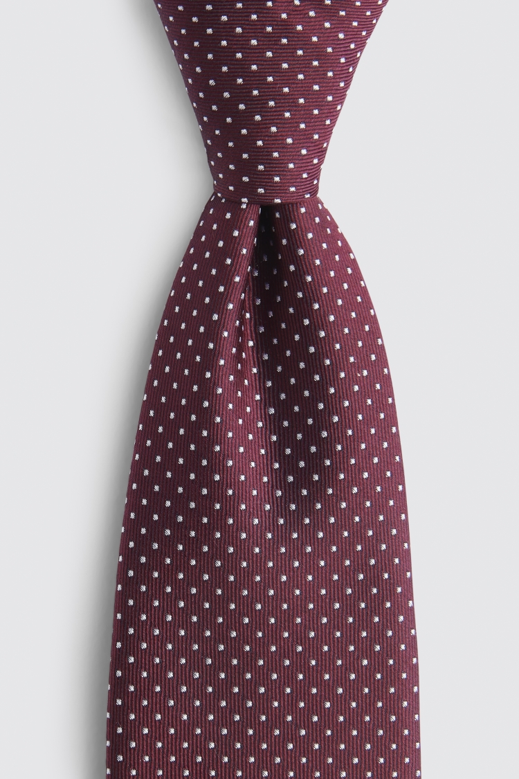 Burgundy Pindot Silk Tie Buy Online at Moss