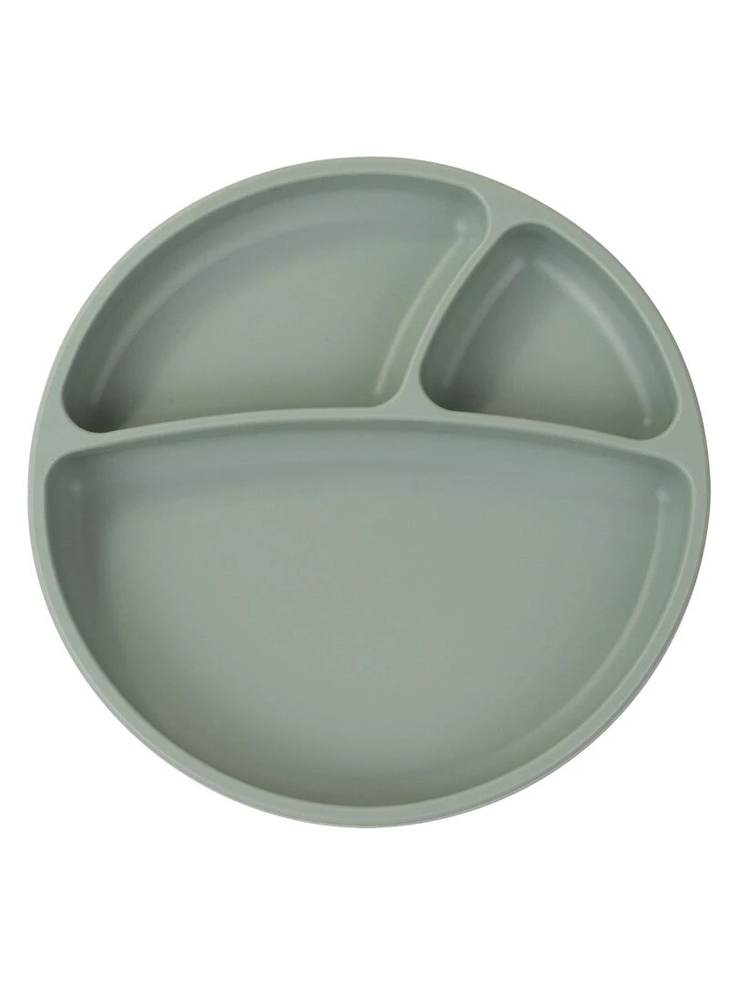 Assiette bébé à ventouse en silicone Vert
