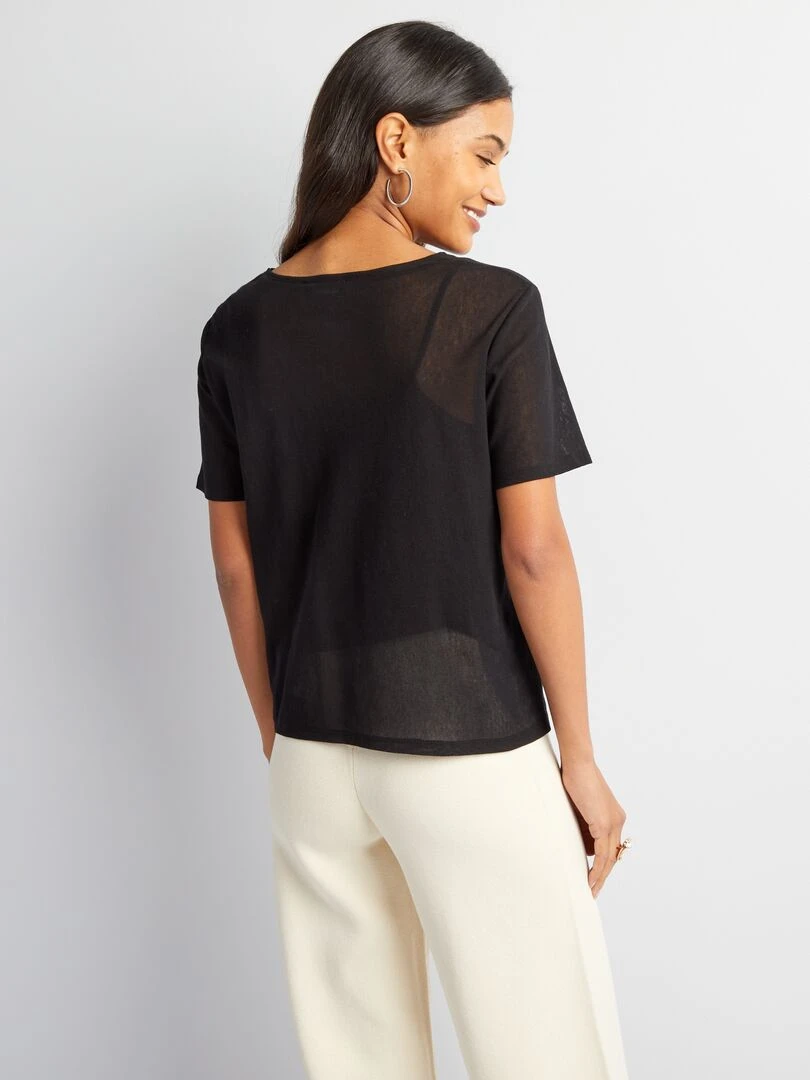 T shirt 2 en 1 à doublure   noir