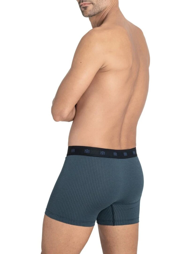 Boxer à motif graphique en coton et modal Genji   Bleu