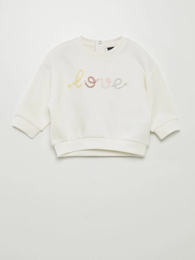 Sweat love en molleton Blanc