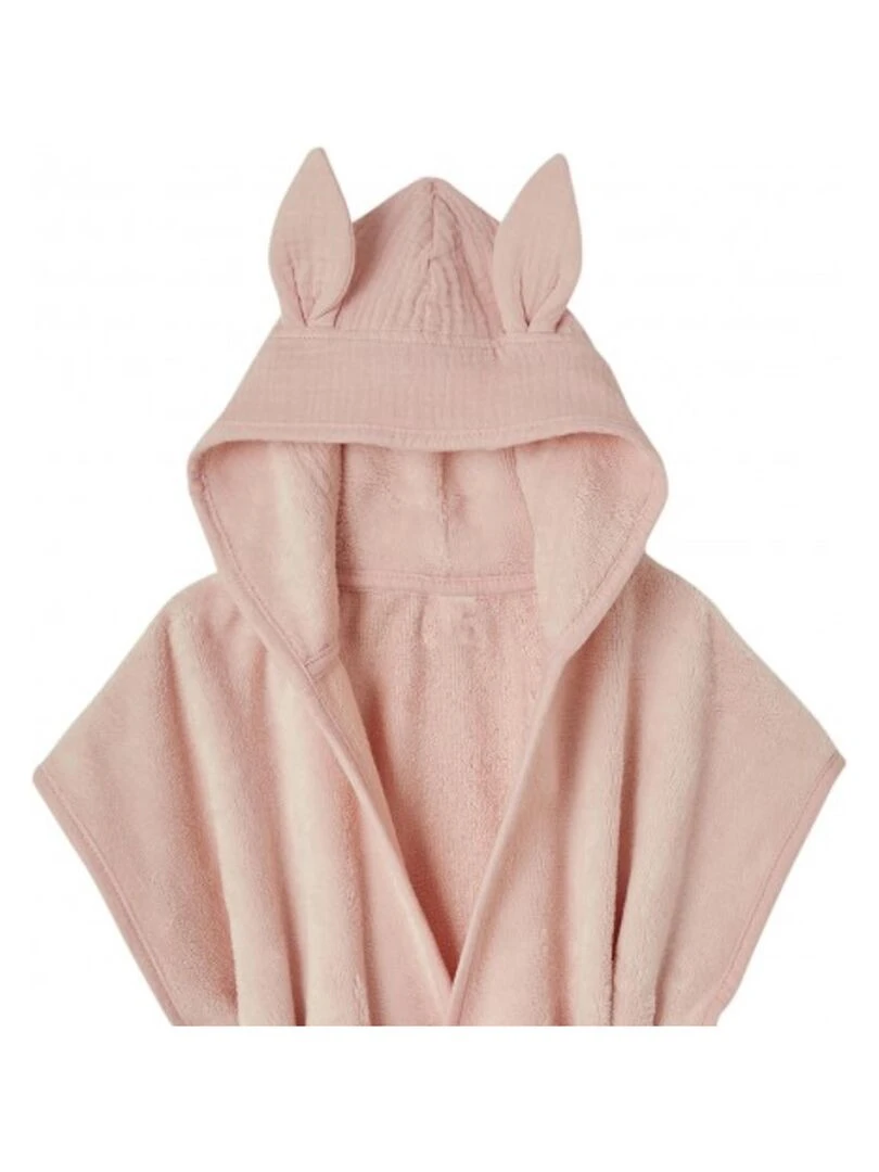 Peignoir bébé et enfant à capuche en bambou   Rose clair