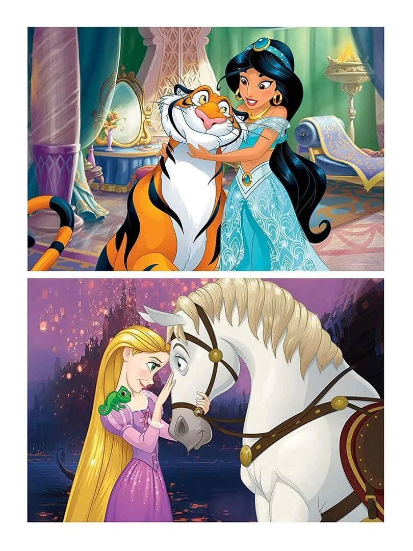 Puzzles en bois 2 x 16 pièces Disney Classics : Jasmine et Raiponce N/A