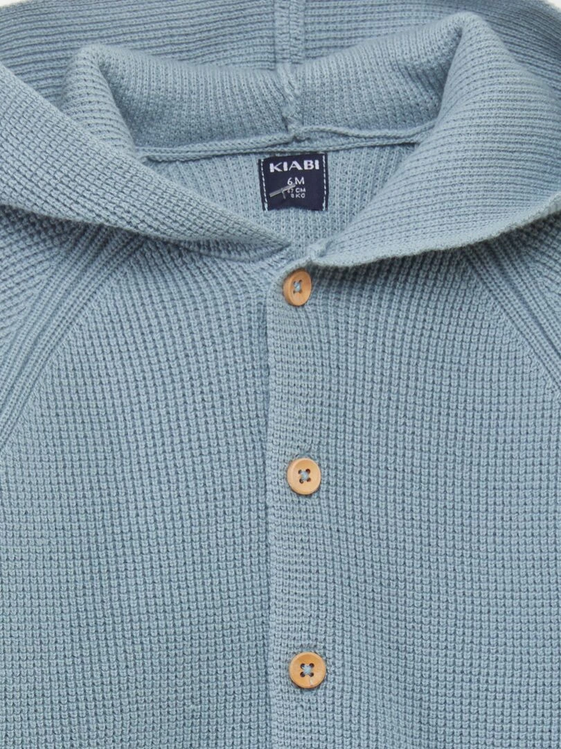 Gilet à capuche en maille tricot   Bleu