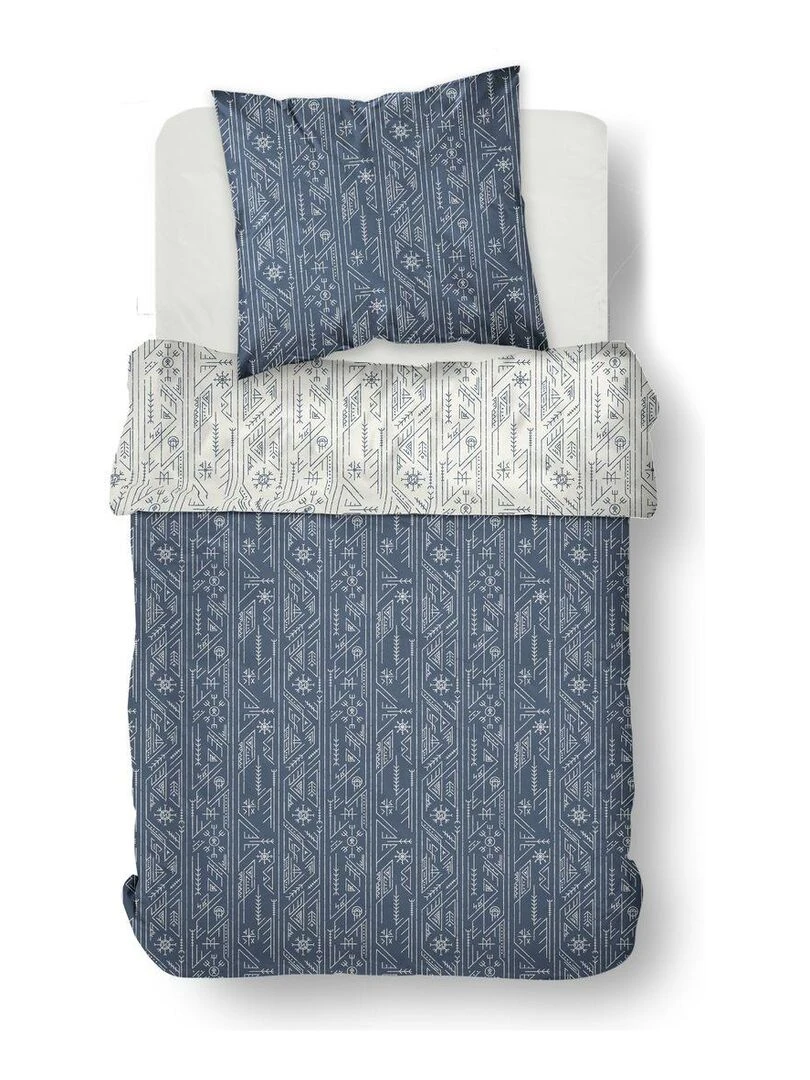 Parure de lit imprimé Graphique coton SUNSHINE VICTOR   Blanc