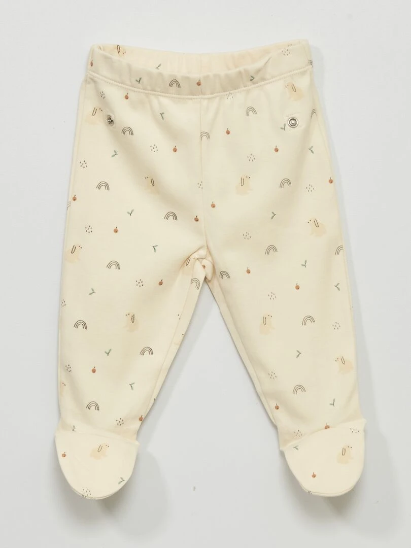 Ensemble pyjama en interlock   2 pièces   Vert/ beige