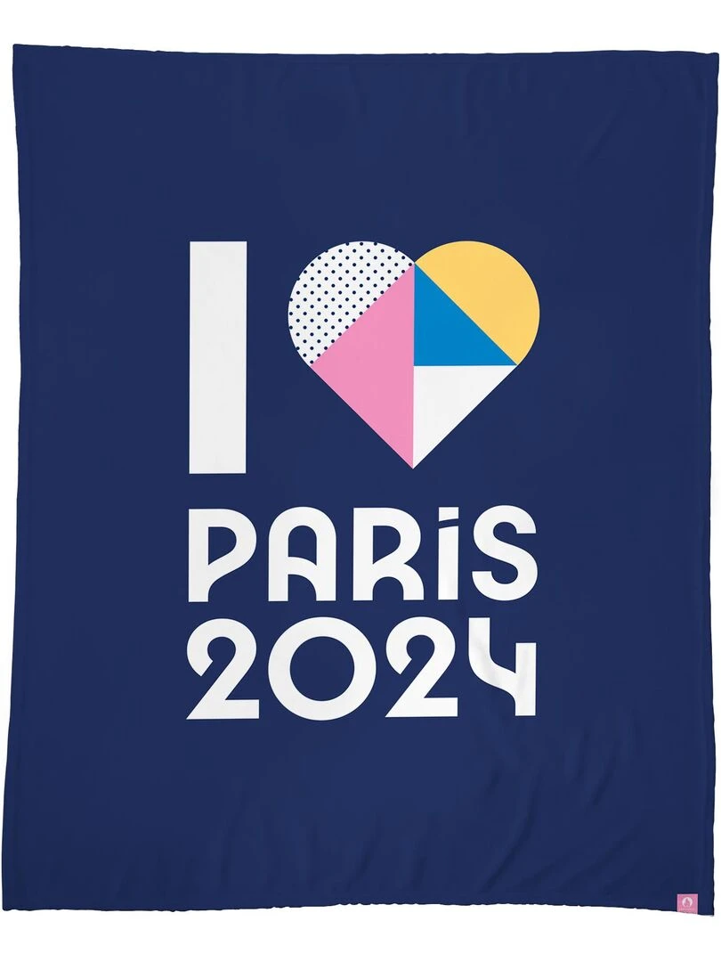Plaid polaire imprimé PARIS 2024 JEUX OLYMPIQUES COEUR Bleu