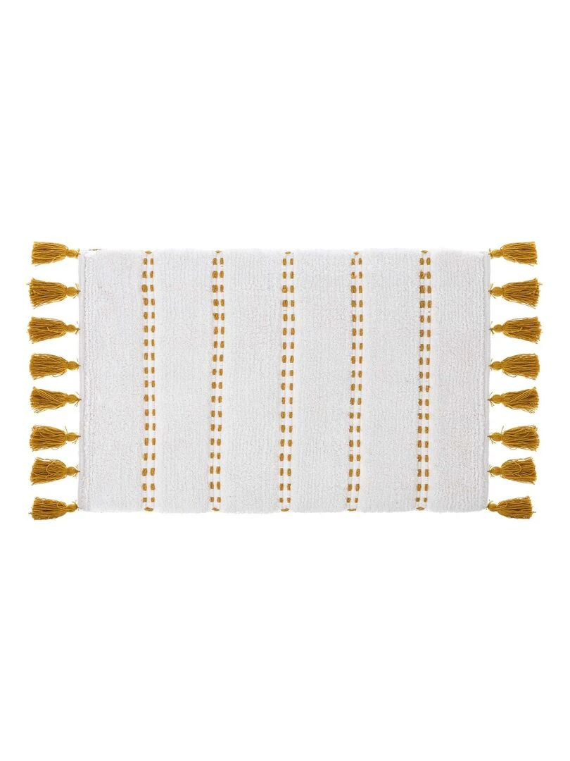Tapis de bain à pompons Jaune