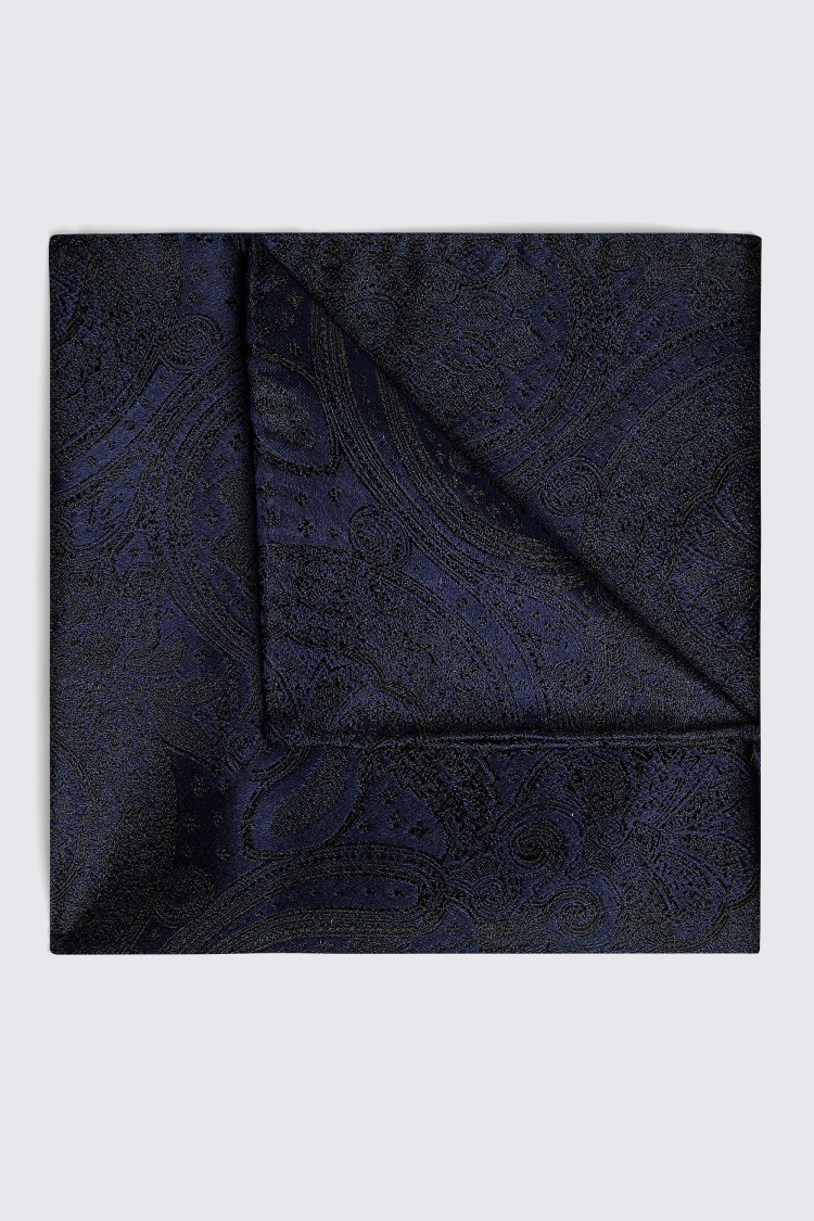 Dark Blue Wedding Paisley Pocket Square Buy Online at Moss