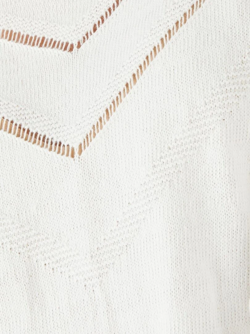 Pull motifs ajourés   Damart   Blanc cassé