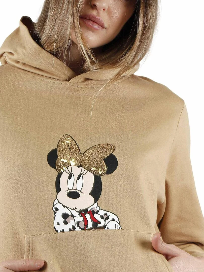 Pyjama tenue pantalon top à capuche Minnie Leopardo Disney   Marron