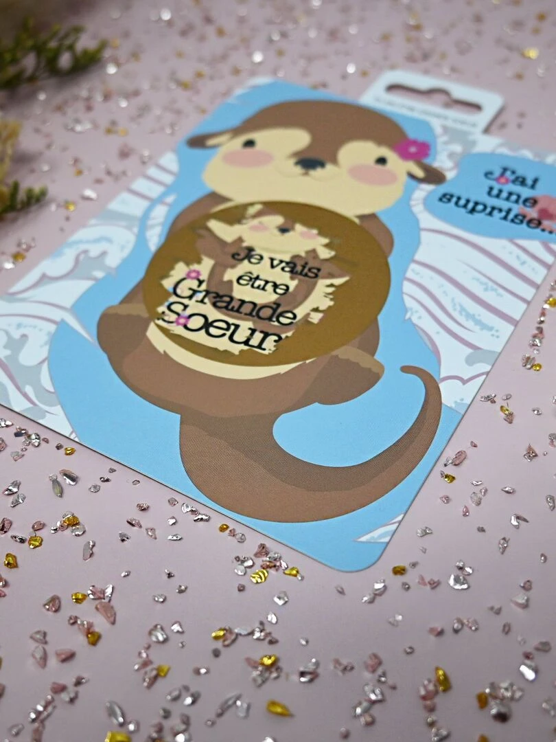 Carte à gratter   Je vais être grande sœur   Blanc