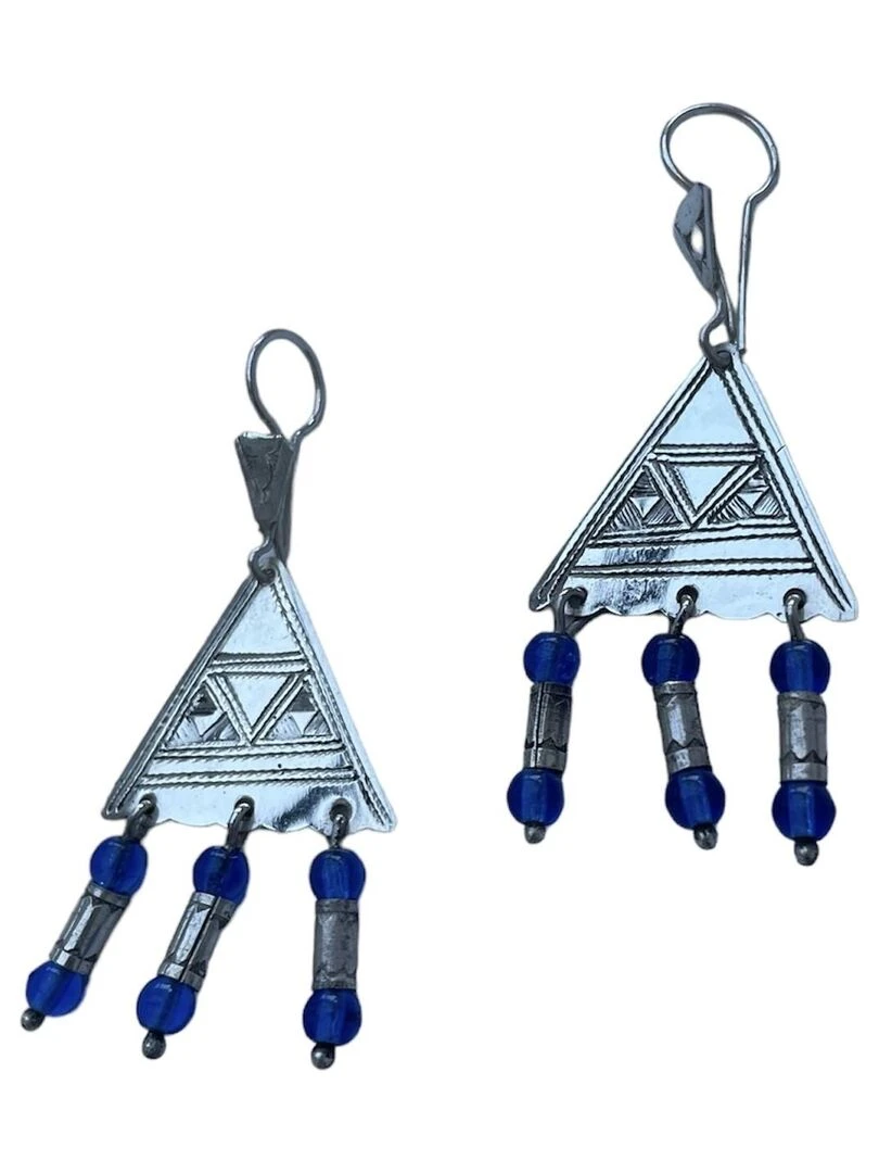 Boucles d'oreilles touareg triangle Bleu