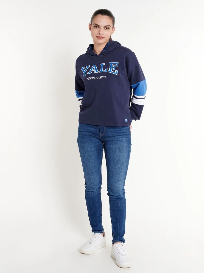 Sweat à capuche adulte YALE college imprimé Bulldog   Polycoton   Bleu marine   M   Bleu marine