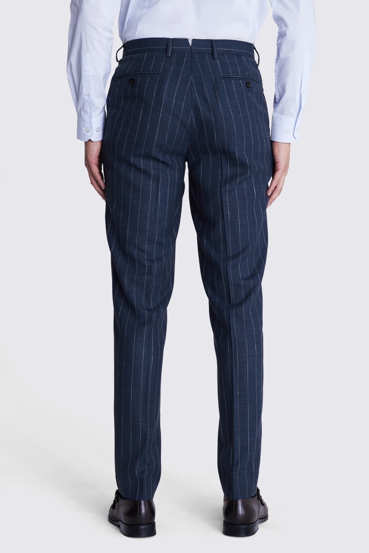 Italian Tailored Fit Blue Stripe Trousers Buy Online at Moss