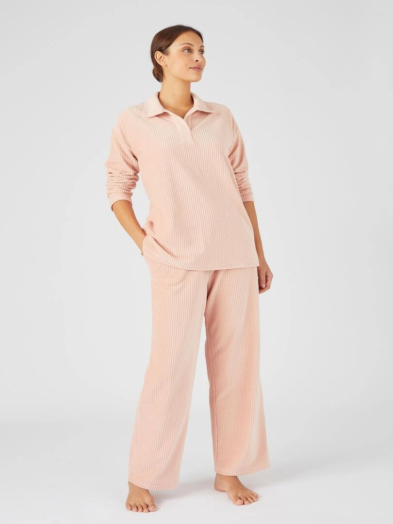 Pyjama maille velours côtelé Thermolactyl Damart Rose
