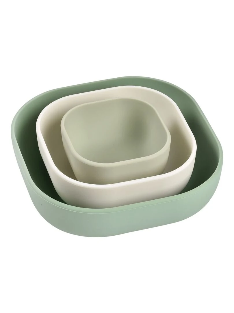 Lot de 3 bols silicone gigogne sagegreen/cotton/mistygreen) Vert d'eau