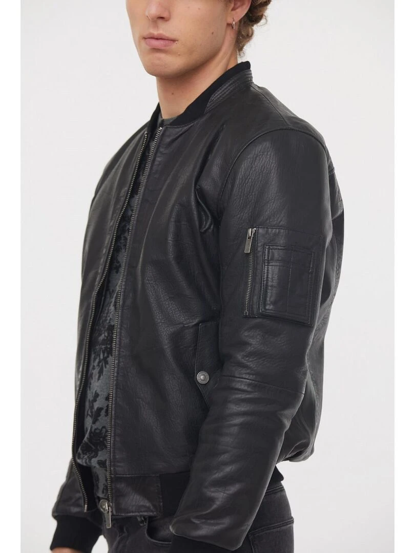 Lee Cooper   Blouson cuir  YEEL   Marron foncé