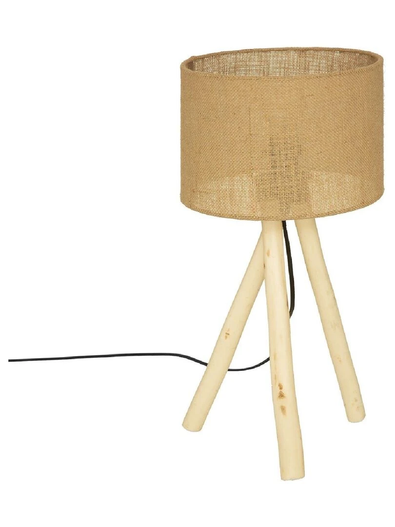 Lampe trépied au mélange de matières naturelles Beige