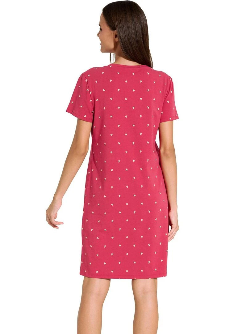 Chemise de nuit manches courtes True Love Rouge