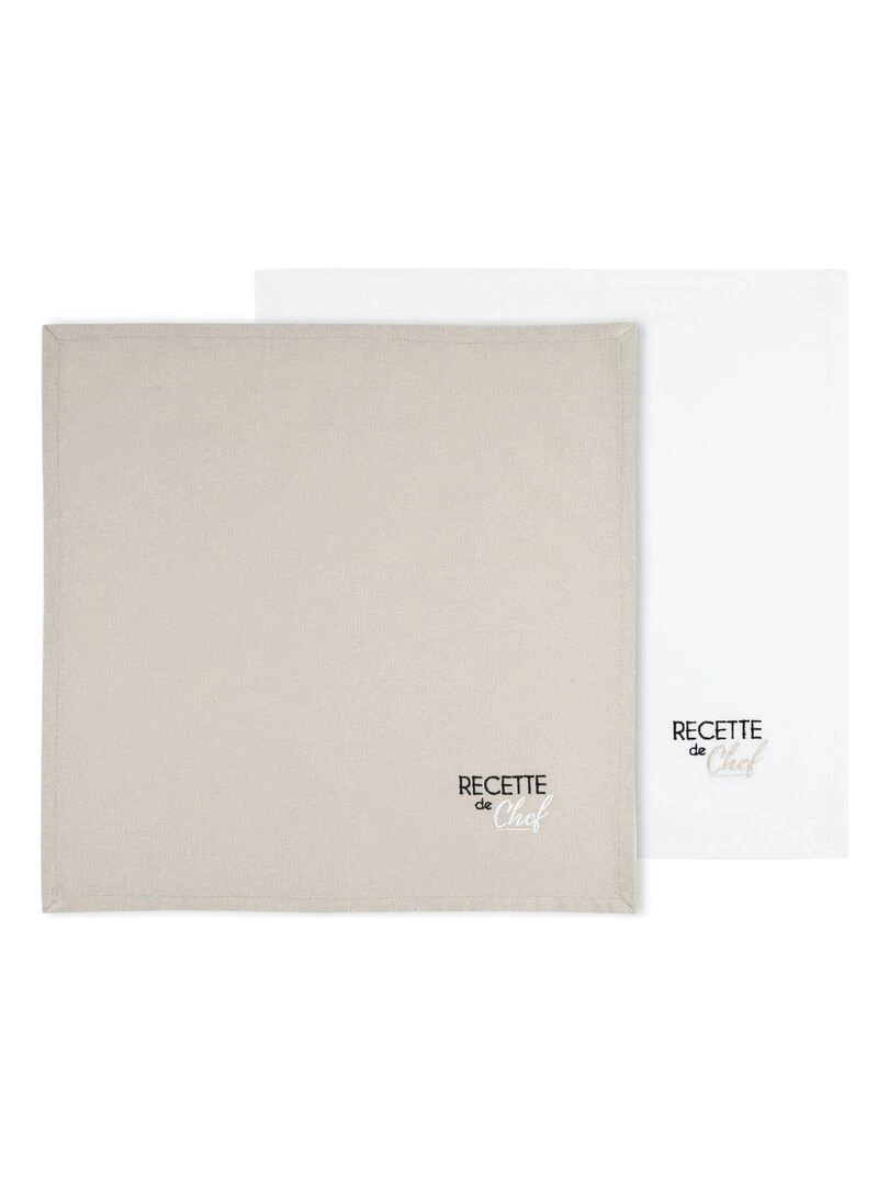 Duo de serviettes de tables bicolores Ecru