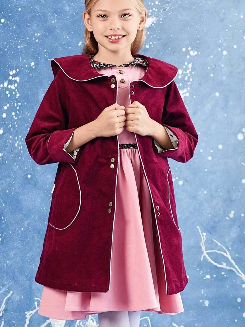 Veste Intersaison Fille Col Marin Velours Prune PIMPRENELLE 'LA FAUTE A VOLTAIRE' Bordeaux