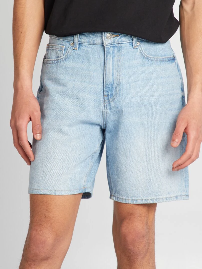 Short élastique en coton   Bleu