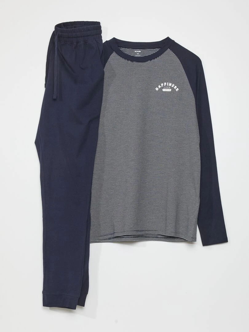 Pyjama long en jersey 2 pièces bleu navy