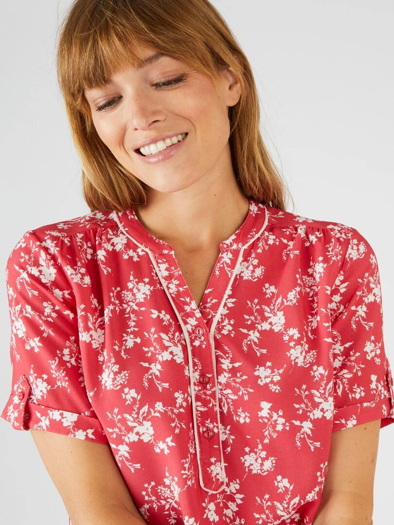 Tunique imprimé floral Damart Rouge