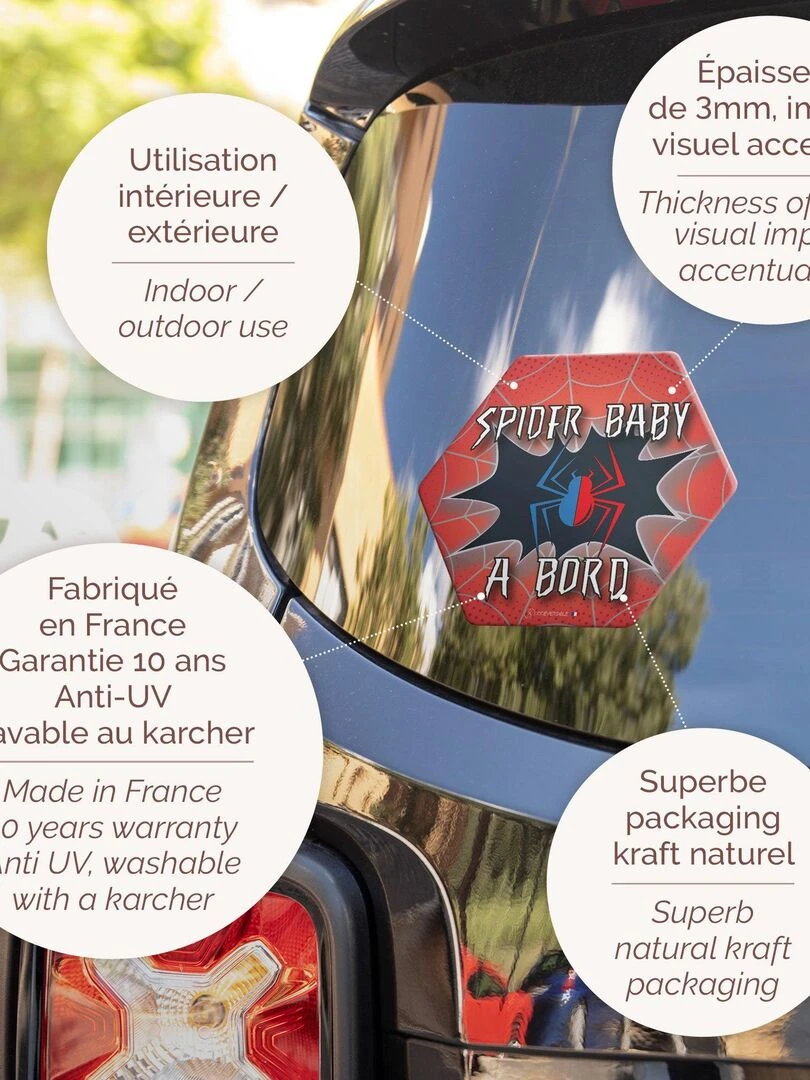 Adhésif / Autocollant bébé à bord   Spider baby   Rouge