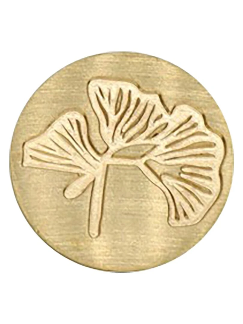 Manche en bois pour cachet de cire + Tampon Ginkgo   N/A