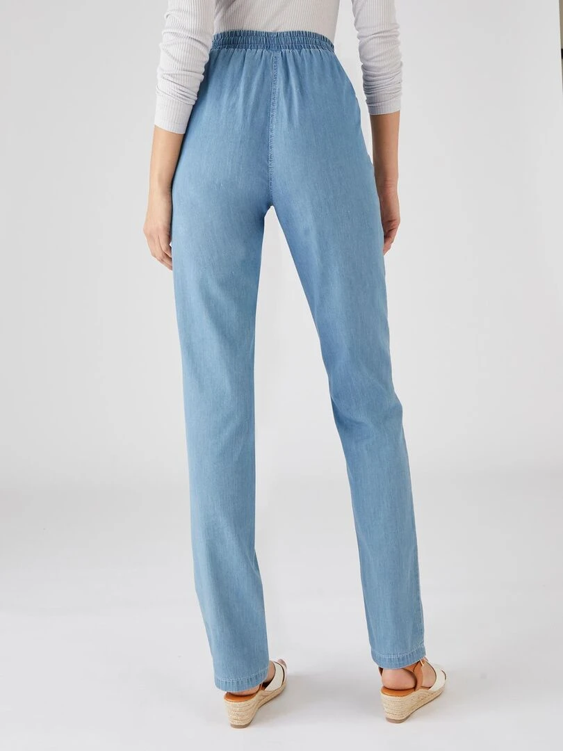 Pantalon toile chambray pur coton   Damart   Bleu