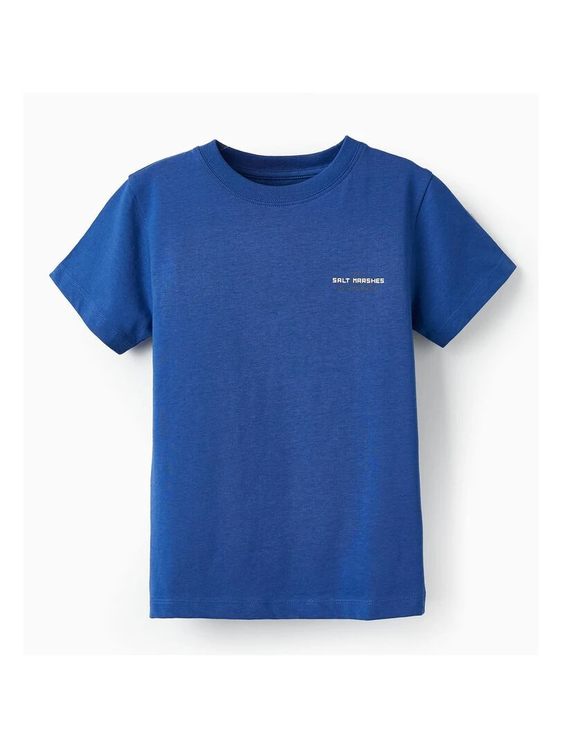 T shirt en coton pour garçon 'Salt Marshes' manches courtes Bleu foncé