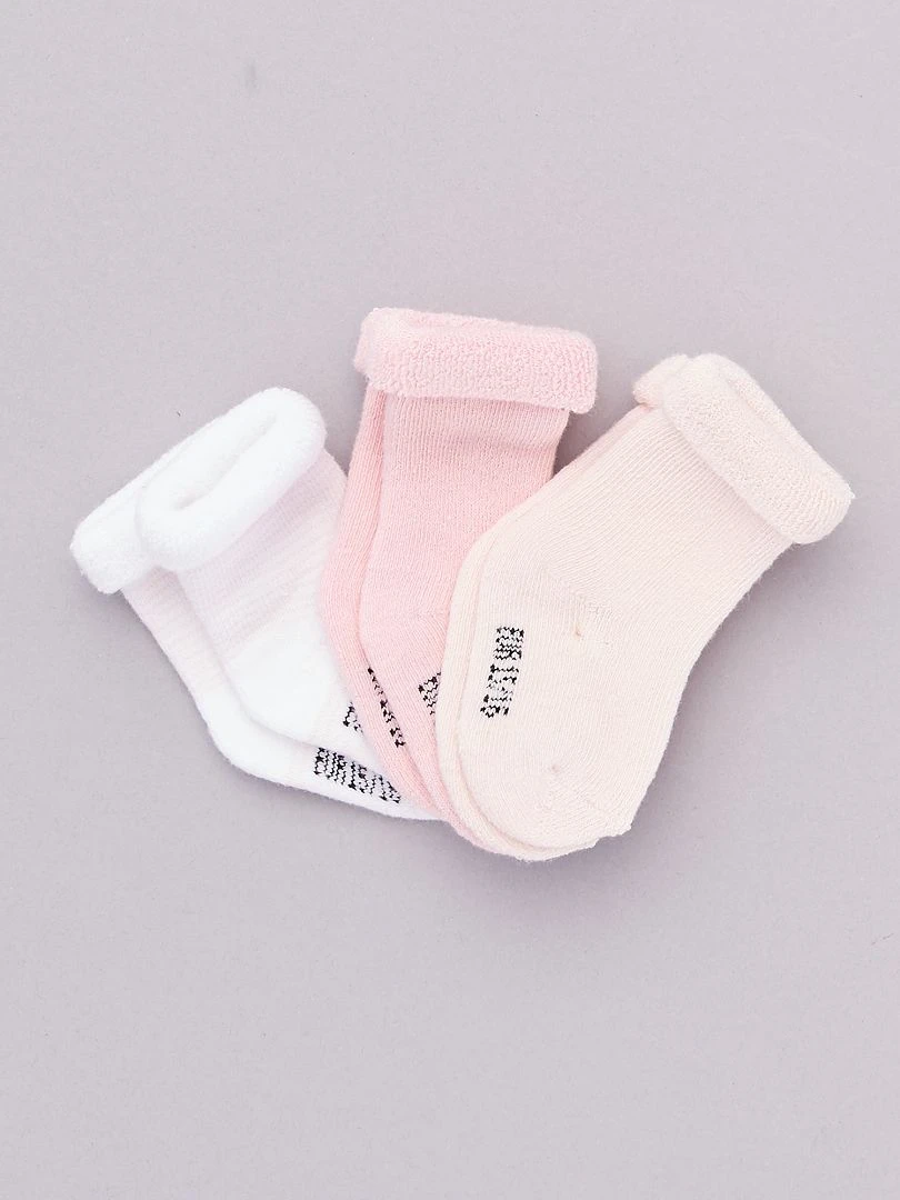 Lot 3 paires de chaussettes rose