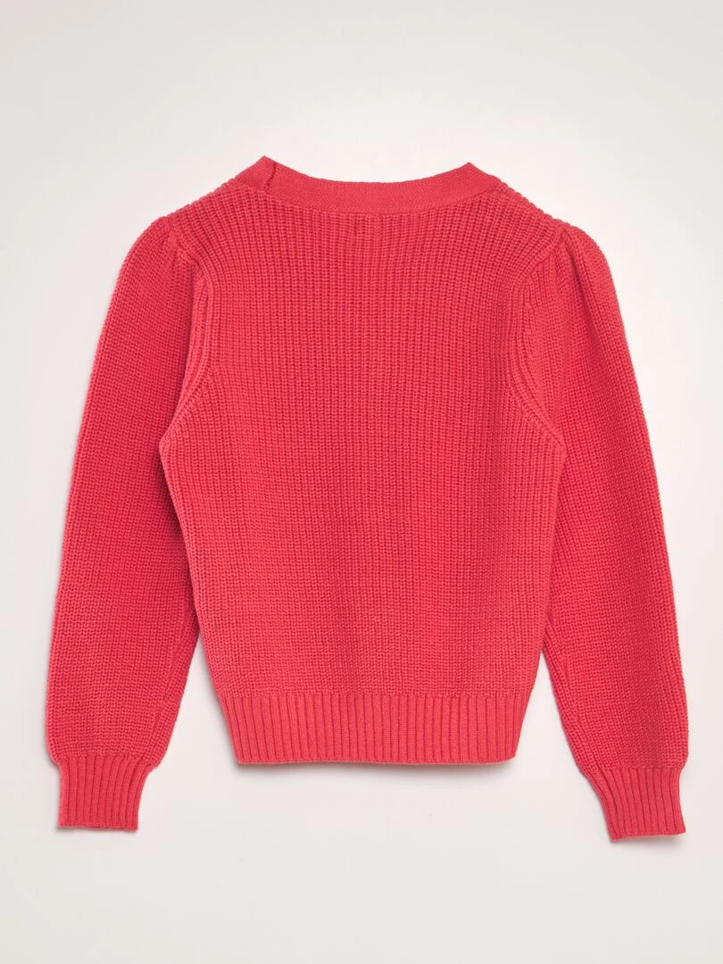 Gilet en maille à col V Corail