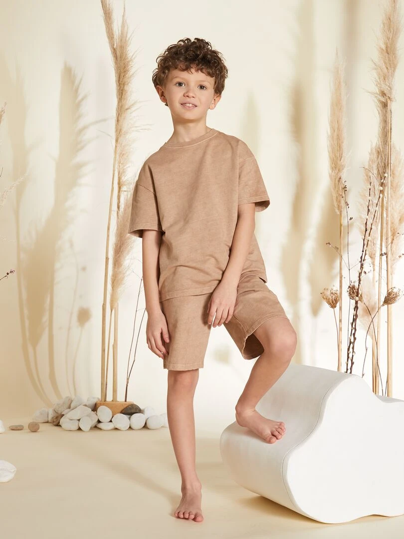 Pyjama court   tee shirt + bermuda   2 pièces   terracotta