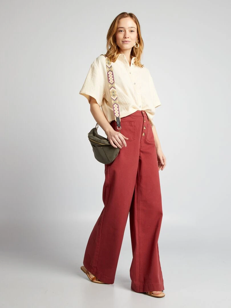 Jean large à taille haute L32 Brique