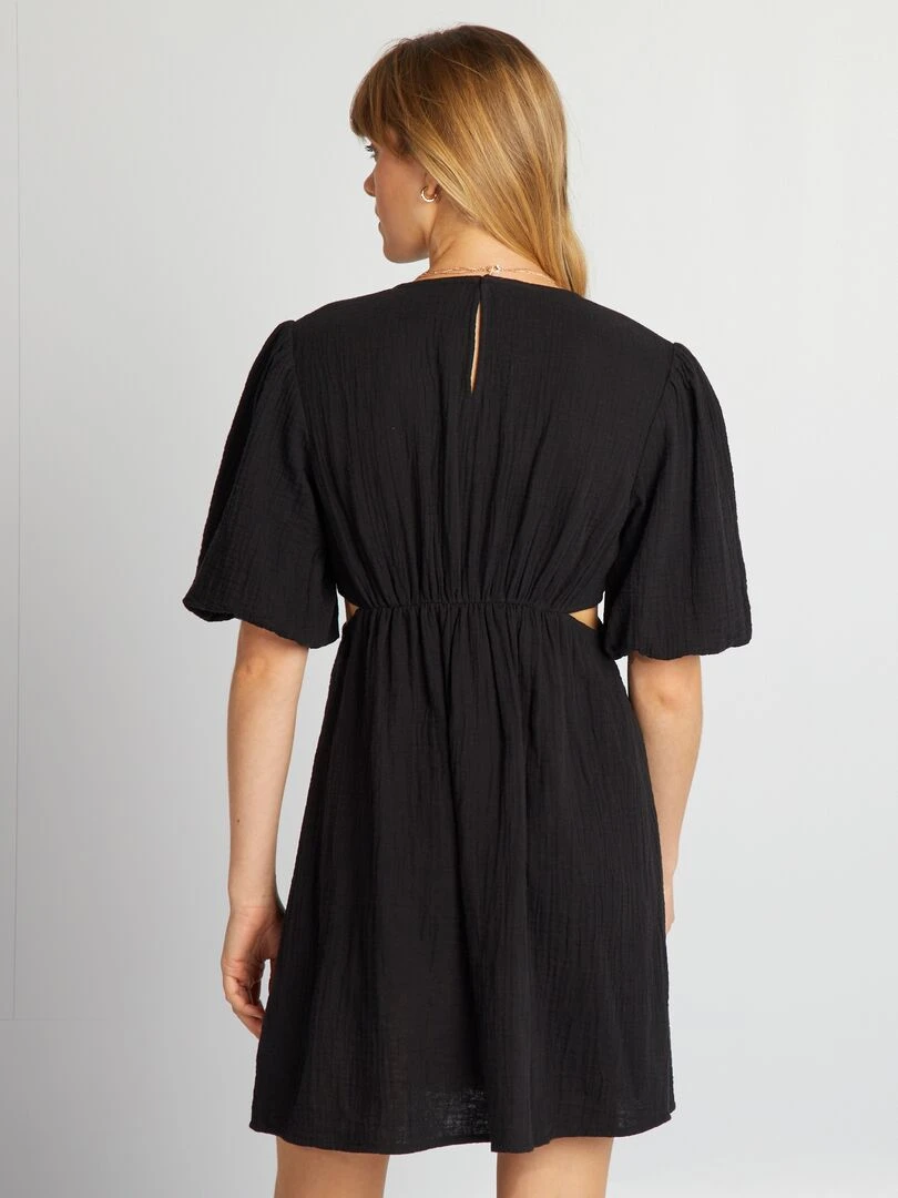 Robe en gaze de coton avec ouverture   noir