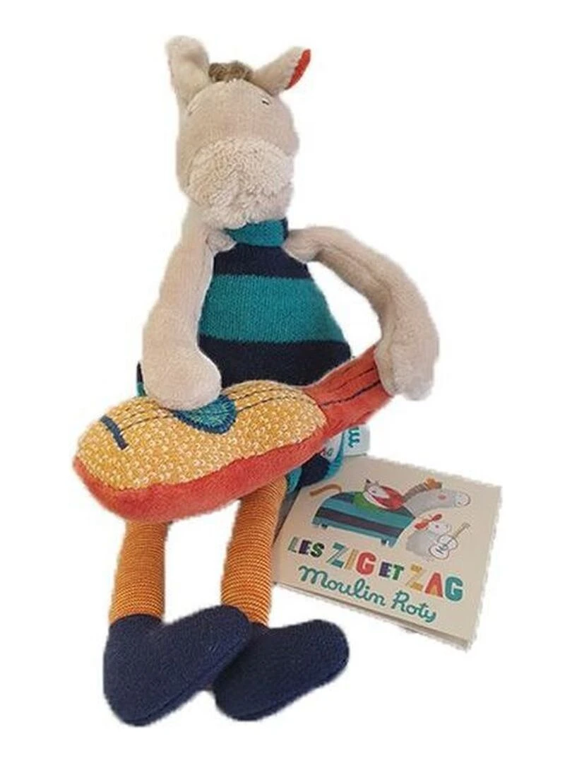 Doudou Moulin Roty Cheval Vert hochet Zig Zag Vert