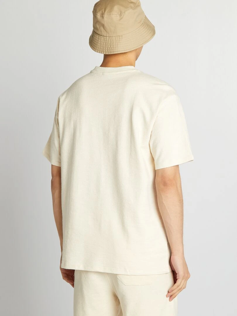 T shirt large à col rond en coton   Beige