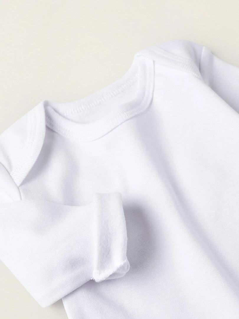 Pack 4 Bodies en Coton pour Bébé et Nouveau Né manches longues ESSENTIALS LINE   Blanc