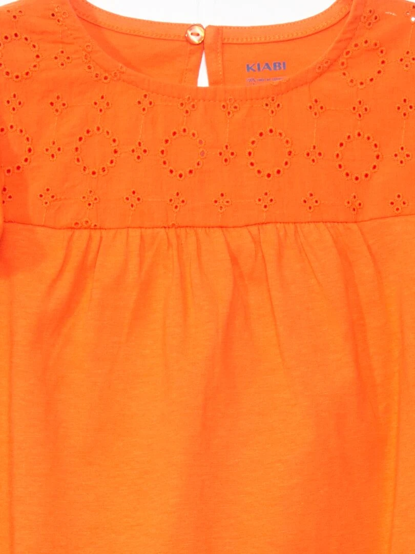 T shirt avec broderie   Orange