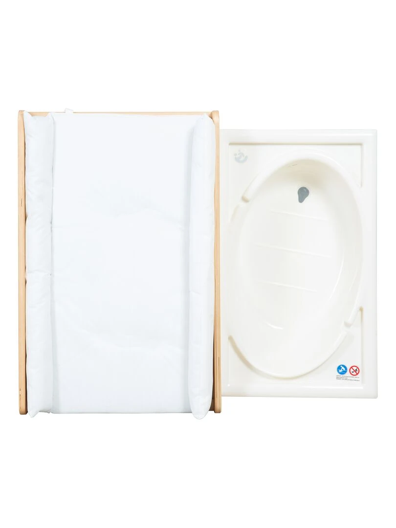 ROBA Table À Langer Avec Baignoire "Baby Pool" + Matelas À Langer Blanc   Naturel   Marron