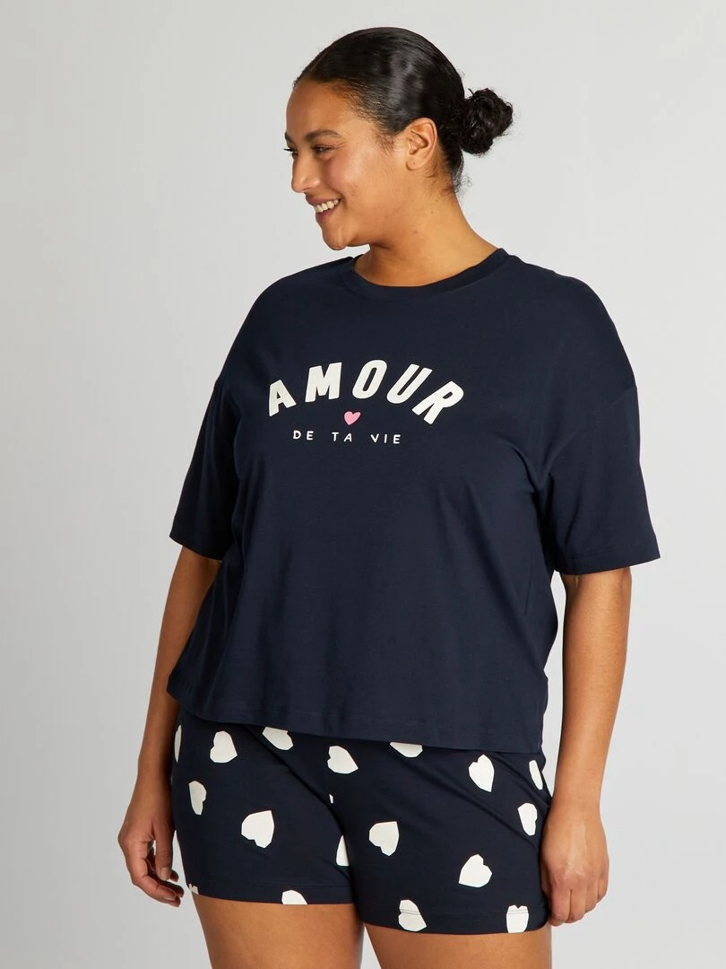 Ensemble pyjama short 2 pièces Bleu marine