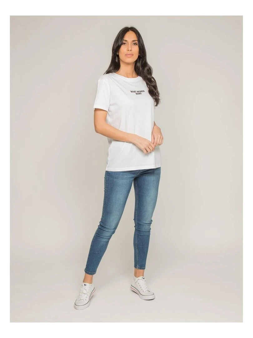 T shirt col rond message FOMEREY   Blanc