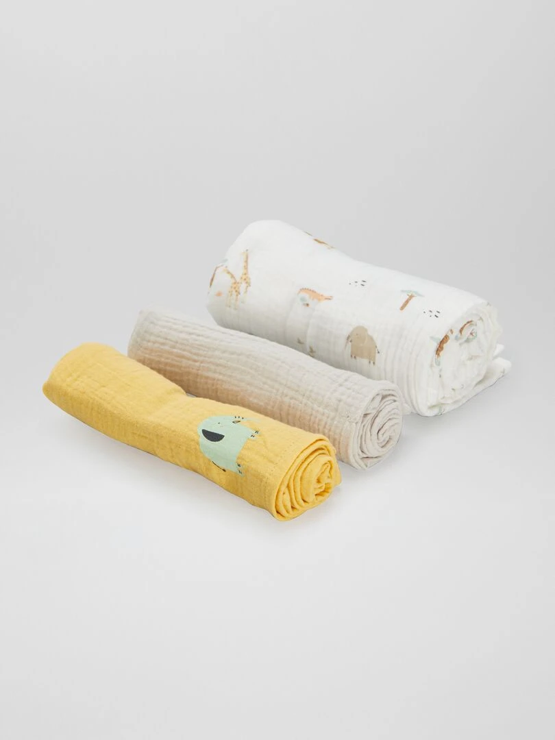 Lot de 3 langes Jaune/Gris